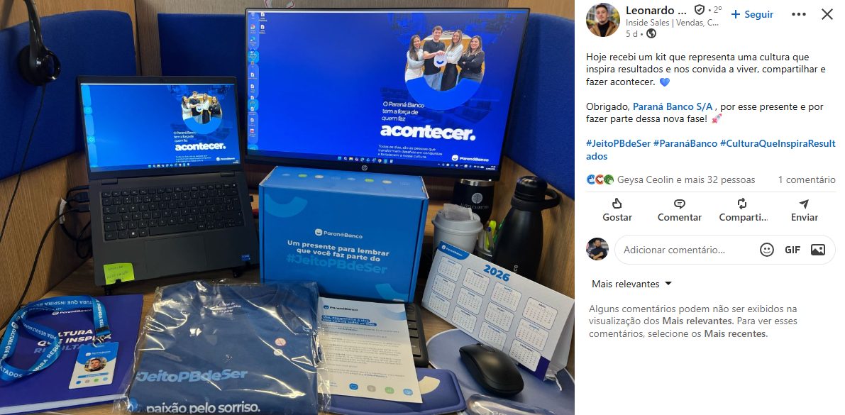 Kit corporativo Youdu produzido para o Paraná Banco